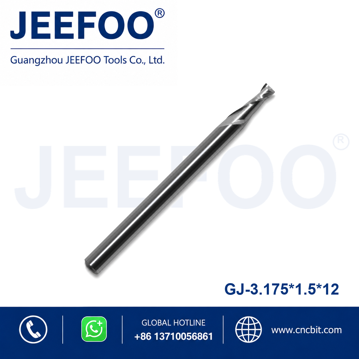 3.175x1.5x12 Two Spiral Flute Bits CNC router cutter