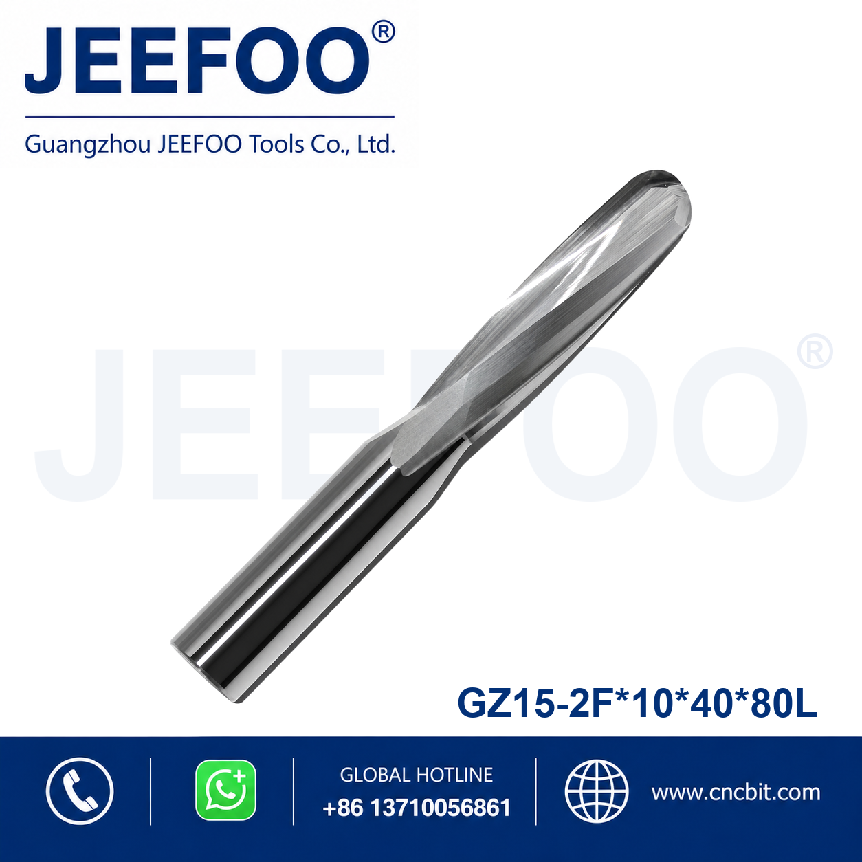 double flute ball nose router bit 10x40x80L CNC cutting tool