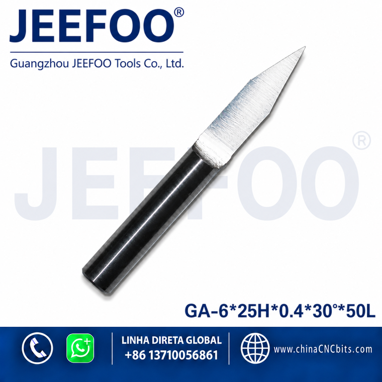 6*30degree*0.4*25H*50L Flat Bottom Wood Engraving Router Bits, Sharp Solid Carbide Tool on 3D Woodworking Relief Machining product image