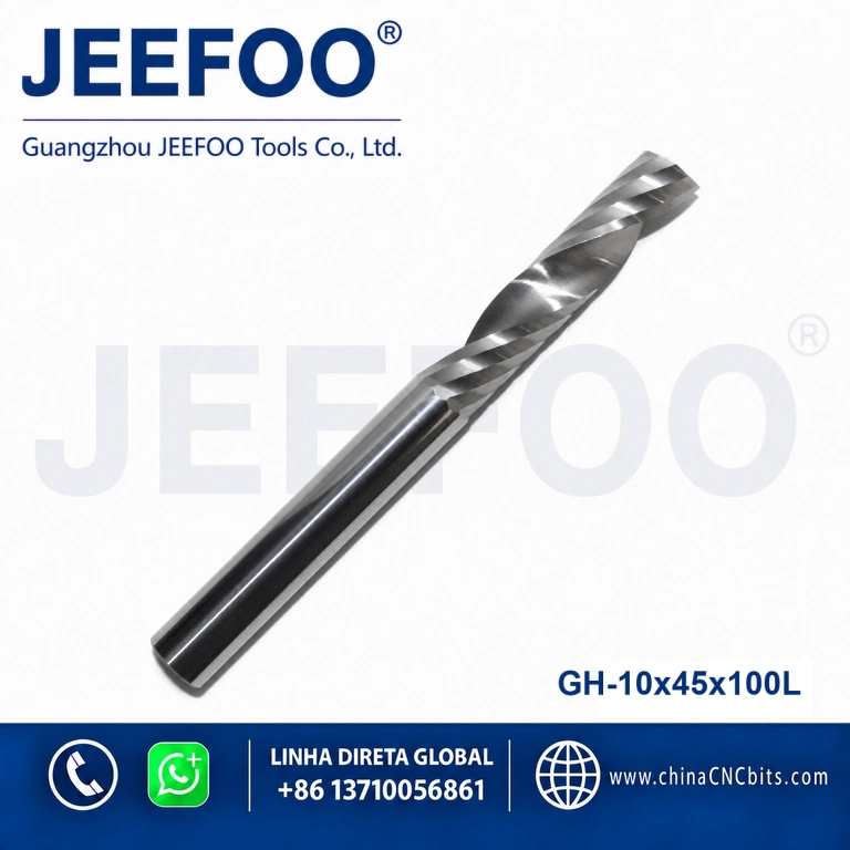 Broca de gravação CNC em carboneto de tungsténio de hélice simples 10x45x100