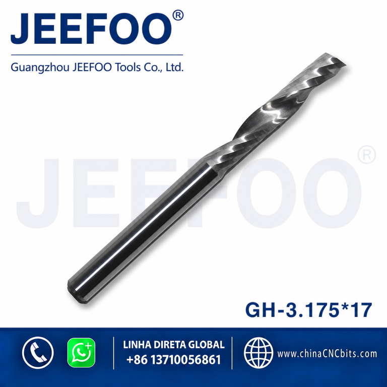 3.175x17 one flute wood millinging cutter, hot sale solid carbide cnc router spiral bits for MDF cutting machinery tool product image