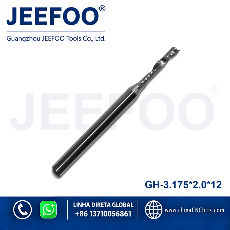 3.175x2.0x12 One Flute Spiral Bits for Acrylics, CNC Milling Cutters, PVC Mills,Acrylic Tools product image