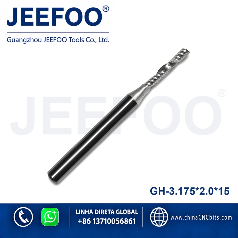 3.175x2.0x15 Solid carbide One Flute Spiral Bits for cnc machine, CNC Milling Cutters, CNC Router Bit, Acrylic Tools product image