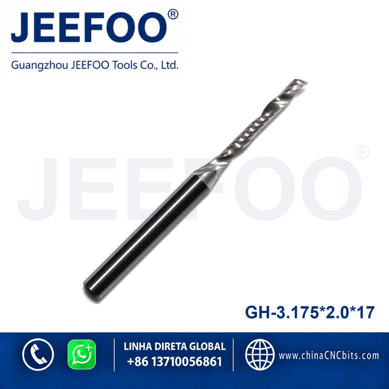 3.175x2.0x17 One Flute Spiral Bits for Acrylics, CNC Router Bit, Acrylic Tools product image