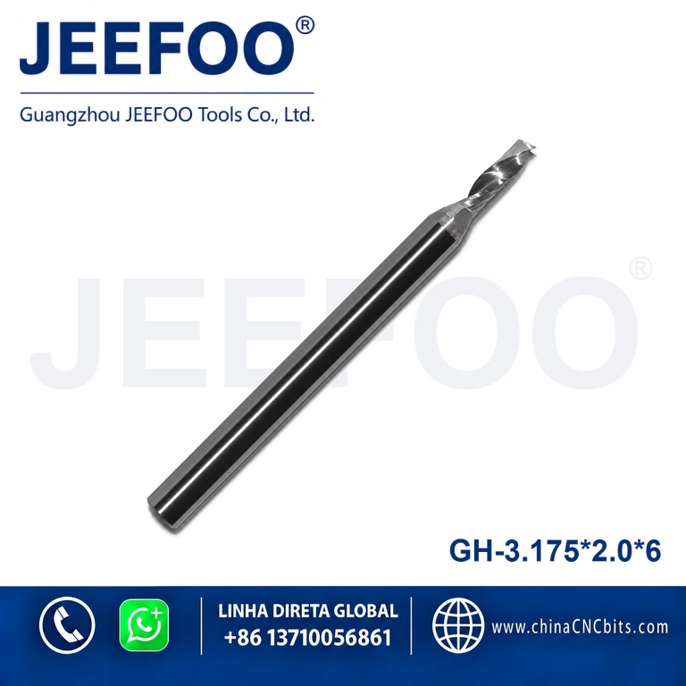 3.175x2.0x6 One Spiral Flute Bits Tungsten Carbide End Mill Engraving Tool Bits Wood Router Bits Cutting Tool product image