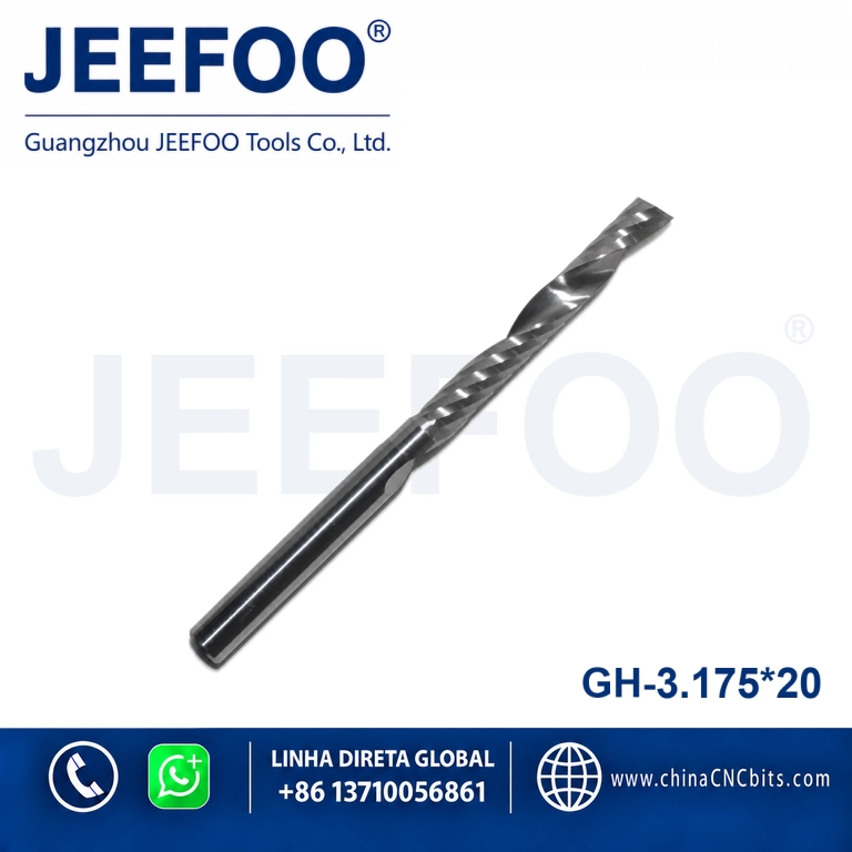 3.175x20 Single Flute End Mill Shank Upcut Spiral Router Bit for Aluminum Wood & Plastic CNC Milling Cutter for Soft Metal product image