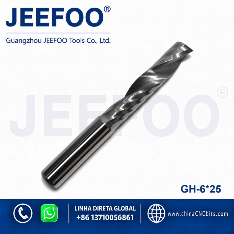 6x25 Solid Carbide GH-One Single Flute Spiral Milling Bit CNC Woodworking Engraving Cutter product image