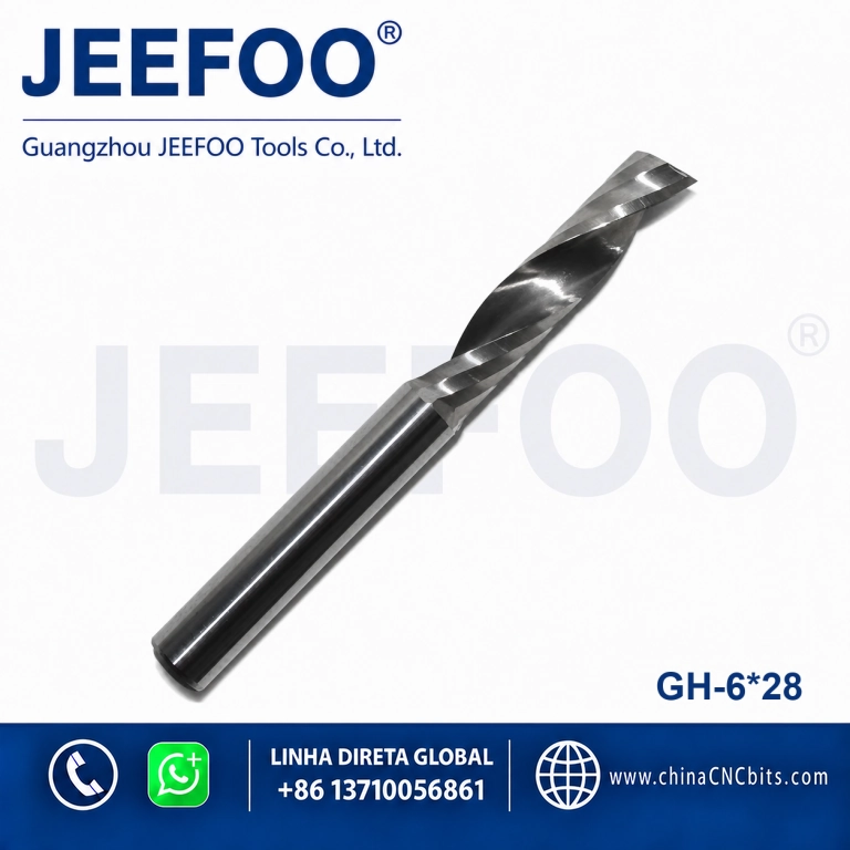 6x28 One Flute Spiral Router Bit Carbide CNC Engraving Tool for Plastic Wood Panels product image