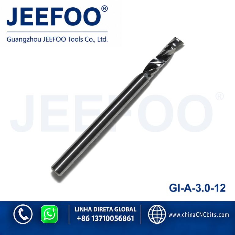 One Flute Spiral Milling Cutter Cnc Router Bit Cutting Tools 3.0x12 Solid Carbide End Mills for Acrylic Aluminum Wood product image