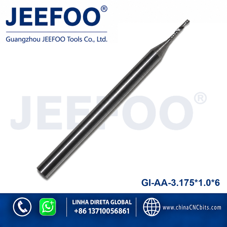 3.175x1.0x6 AA Single Flute Spiral Tungsten Milling Cutter Smooth Acrylic Engraving product image