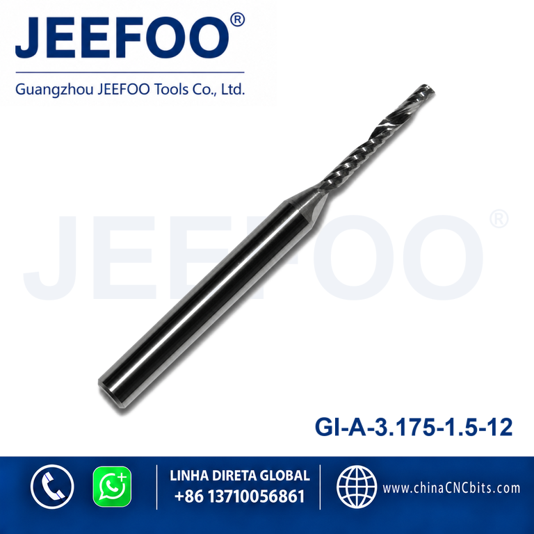 3.175x1.5x12 One Flute Spiral Bits for Acrylics, CNC Milling Cutters, PVC Mills,Acrylic Tools product image