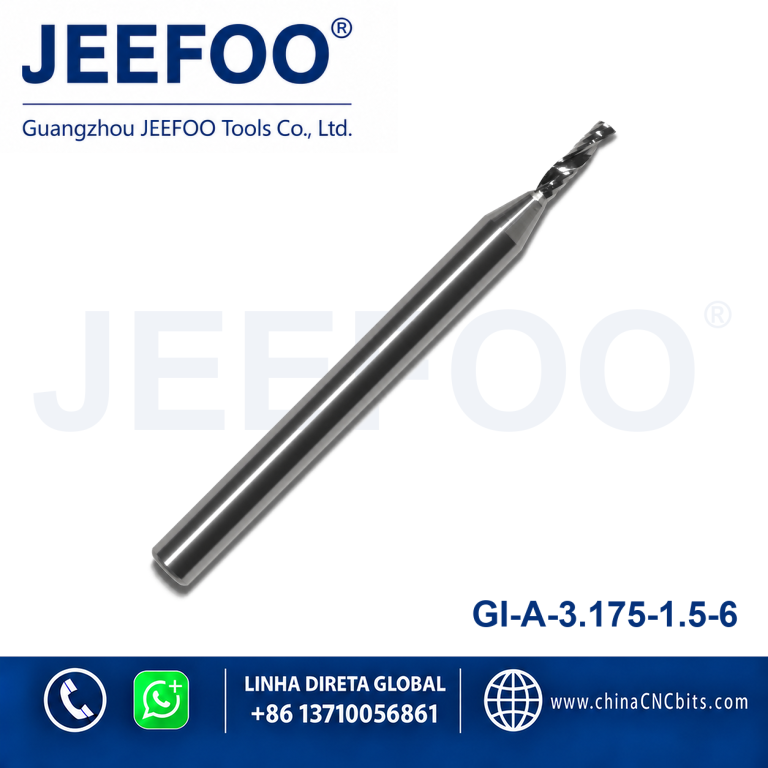 3.175x1.5x6 Solid carbide One Flute Spiral Bits for cnc machine, CNC Milling Cutters, CNC Router Bit, Acrylic Tools product image