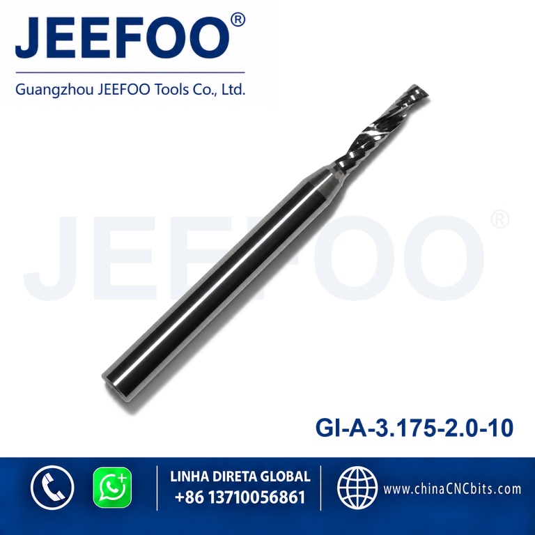 3.175x2.0x10 One Flute Spiral Bits for Acrylics, CNC Milling Cutters, PVC Mills,Acrylic Tools product image