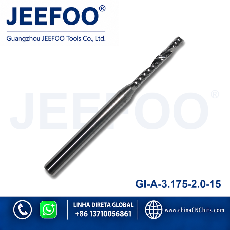 3.175x2.0x15 one/single flute spiral CNC router bits MDF. PVC Board, Acrylic product image
