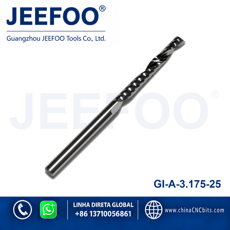 3.175x25 One flute bits cutting for arylic /One Flute Spiral Solid Carbide Router Bits product image