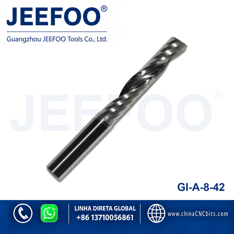 8x42 Single Flute Spiral Carbide Router Bits, CNC Cutting Tools for MDF Hardwood Acrylic product image