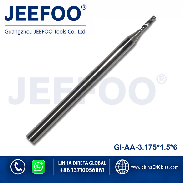 3.175x1.5x6 AA Quality One Spiral Flute CNC Bit Burr-Free Acrylic Board Processing cutting product image
