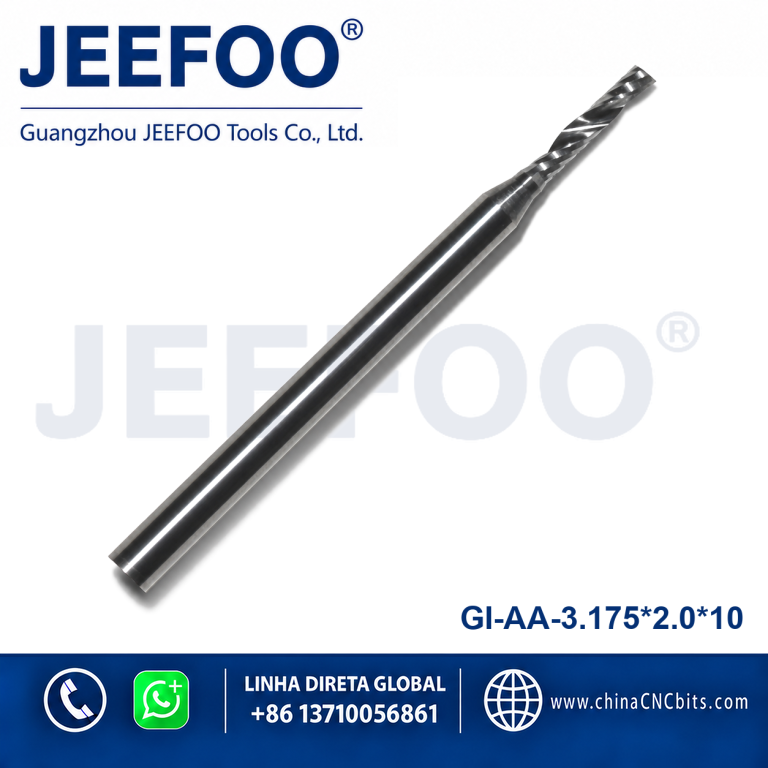 3.175x2.0x10 Durable AA Single Spiral Flute End Mill for Acrylic PVC Plastic Carving product image