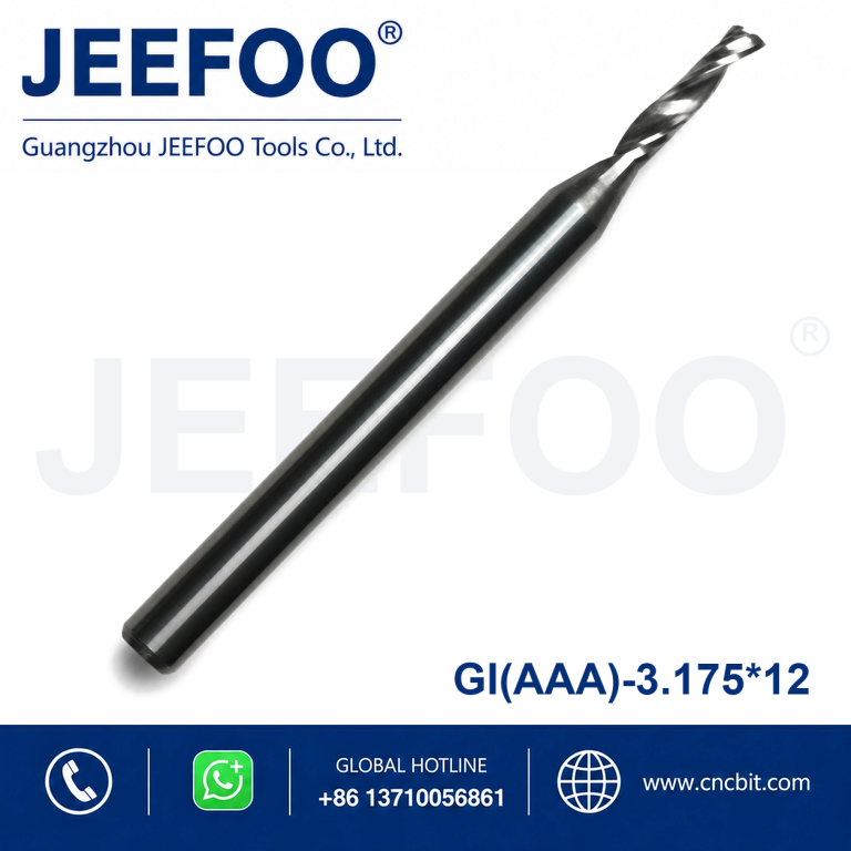 3.175x12 High Hardness AAA Single Spiral Flute Bits No Scratch Cutting Acrylic Panel product image