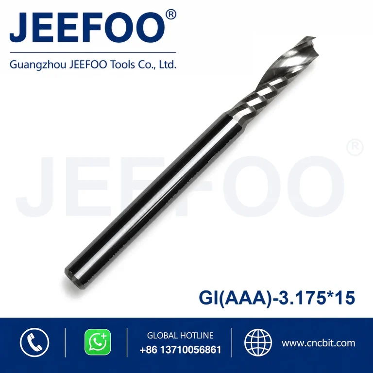 3.175x15 AAA Grade Solid Carbide Single Spiral Flute CNC Router Bits, Burr-Free Precision Milling Cutter for Acrylic Sheet Plastic Engraving Cutting product image