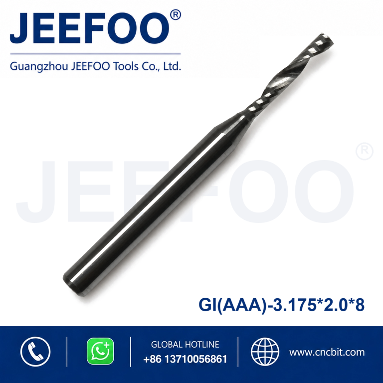 3.175x2.0x8 Burr Free AAA Grade One Spiral Flute CNC Cutter Fit Acrylic Plastic Machining product image