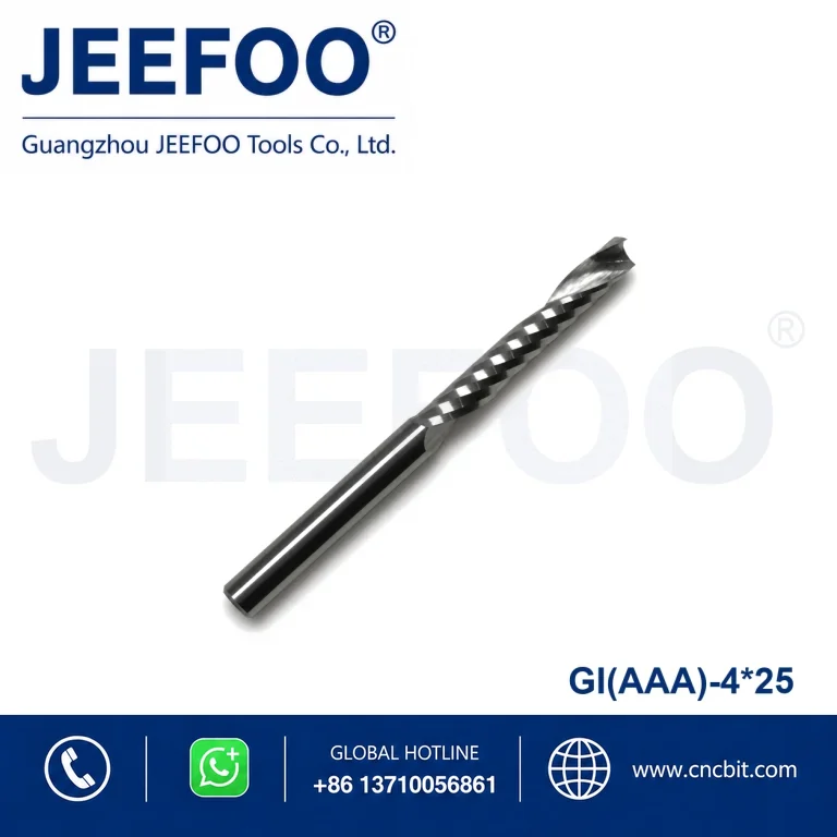 4x25 AAA Premium Tungsten Carbide Single Spiral Flute Bits, Clean Cut CNC Milling Router Cutter Specialized in Acrylic Engraving product image