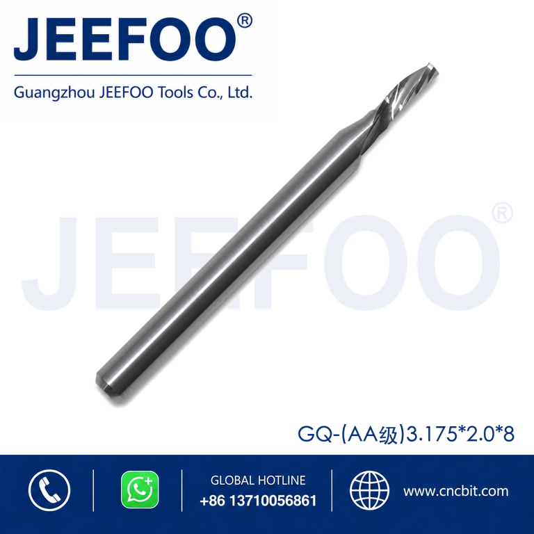 3.175x2.0x8 One Spiral Left-Helical Cutter – Solid Carbide Down Cut Router Bit product image