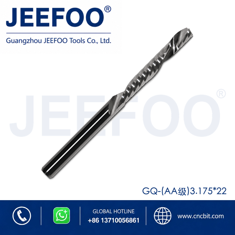 3.175x22 One Spiral Left-Helical Cutter – Solid Carbide Down Cut Router Bit product image