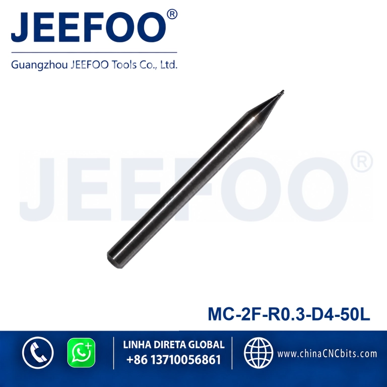 2FxR0.3x4x50L Fresa de Topo de Ponta Esférica em Metal Duro Integral
