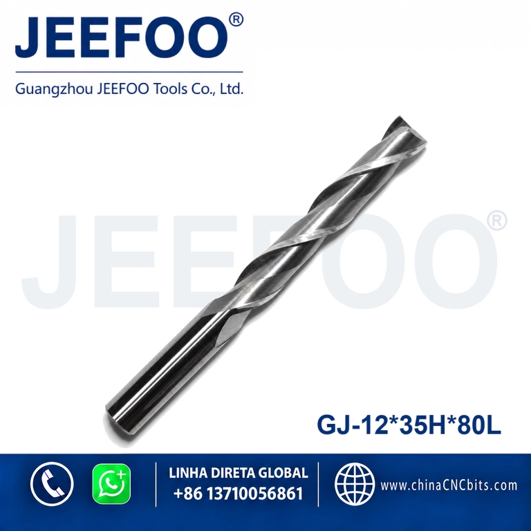 12x35Hx80L Two Spiral Flute Bits - Two Flute Carbide Spiral End Mills CNC Bits CEL / CNC Router Bits Cutting Tools for CNC Machine Engraving product image