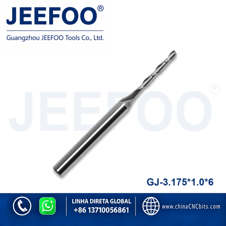 3.175x1.0x6 Two Spiral Flute Bits - Two flute spiral cutter, cnc router tools, end milling tools, router bits for cutting product image