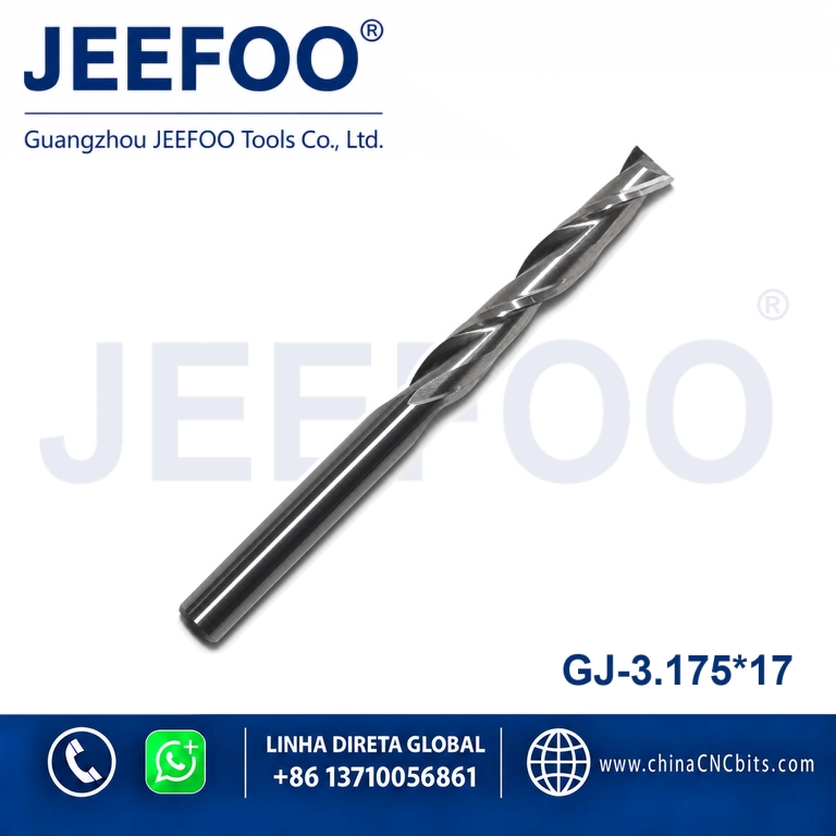 3.175x17 Two Spiral Flute Bits - Two Flutes Spiral Carbide Tools, Carving Tool Bits, End Mill Cutters for CNC Router Machine product image
