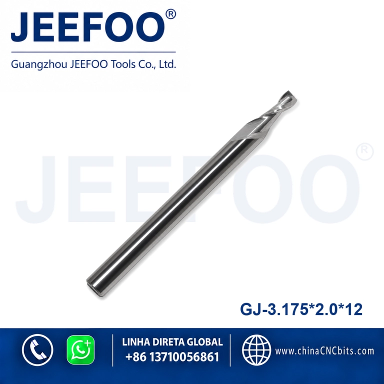 3.175x2.0x12 Two Spiral Flute Bits - Two flute spiral cutter, cnc router tools, end milling tools, router bits for cutting product image