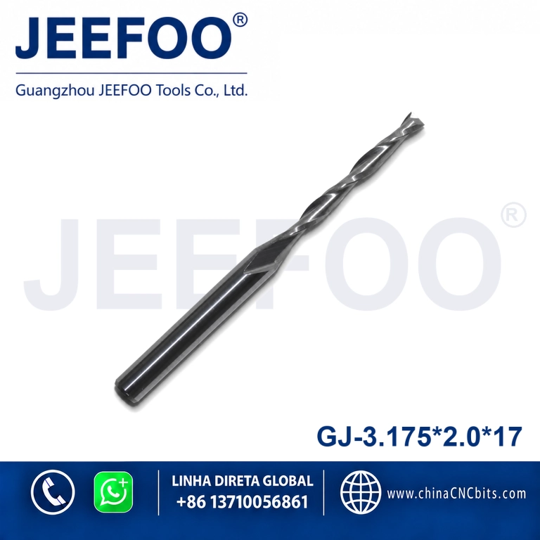 3.175x2.0x17 Two Spiral Flute Bits - Two Flute Carbide Spiral End Mills CNC Bits CEL 62mm / CNC Router Bits Cutting Tools for CNC Machine Engraving product image