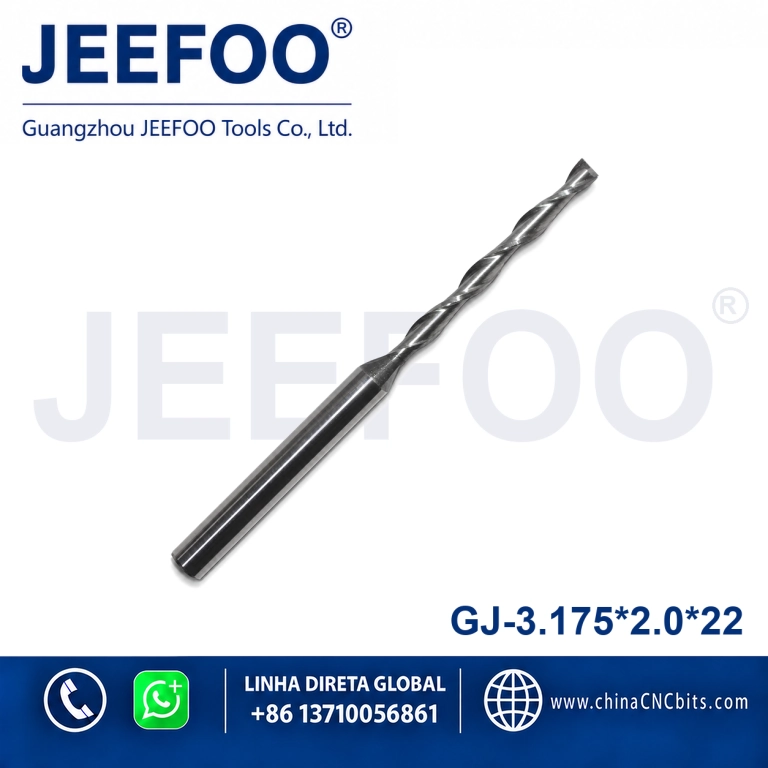 3.175x2.0x22 Two Spiral Flute Bits - Two Flute Carbide Spiral End Mills CNC Bits / CNC Router Bits Cutting Tools for CNC Machine Engraving product image