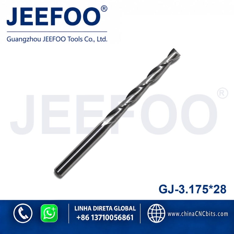 3.175x28 Two Spiral Flute Bits - Two Flutes Spiral Carbide Tools, Carving Tool Bits, End Mill Cutters for CNC Router Machine product image