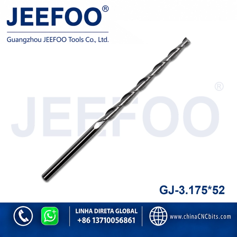 3.175x52 Two Spiral Flute Bits - Two Flutes Spiral Carbide Tools, Carving Tool Bits, End Mill Cutters for CNC Router Machine product image