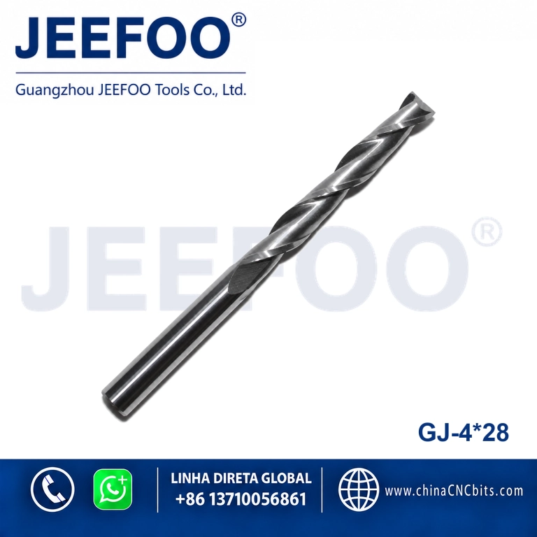 4x28 Two Spiral Flute Bits - Compression Milling Cutter Woodwork DOWN Cut Two Flutes Spiral Carbide Milling Tool CNC Router Wood End Mill Cutter Bits product image