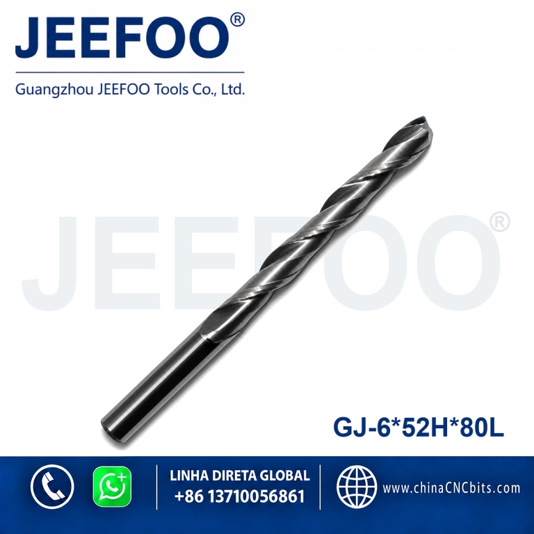 6x52Hx80L Two Spiral Flute Bits - Double Flute Carbide Mill Spiral Cutter Wood CNC Router Bits Cutting Tools product image