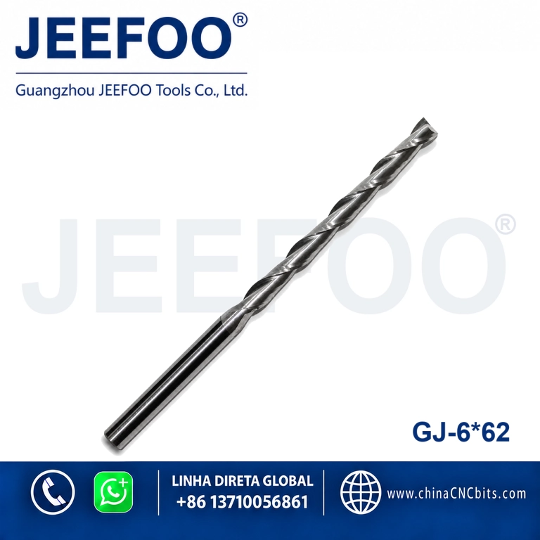 6x62 Two Spiral Flute Bits - Two Flutes Carbide Mill Spiral Cutter Wood CNC Router Bits Cutting Tools for CNC Machine Engraving product image