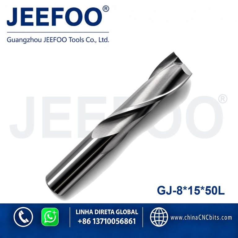 8x15x50 Two Spiral Flute Bits - 2 Flute Spiral up Cut End Mill for Wood Carbide Cnc Router Bit Two Flute Endmill product image