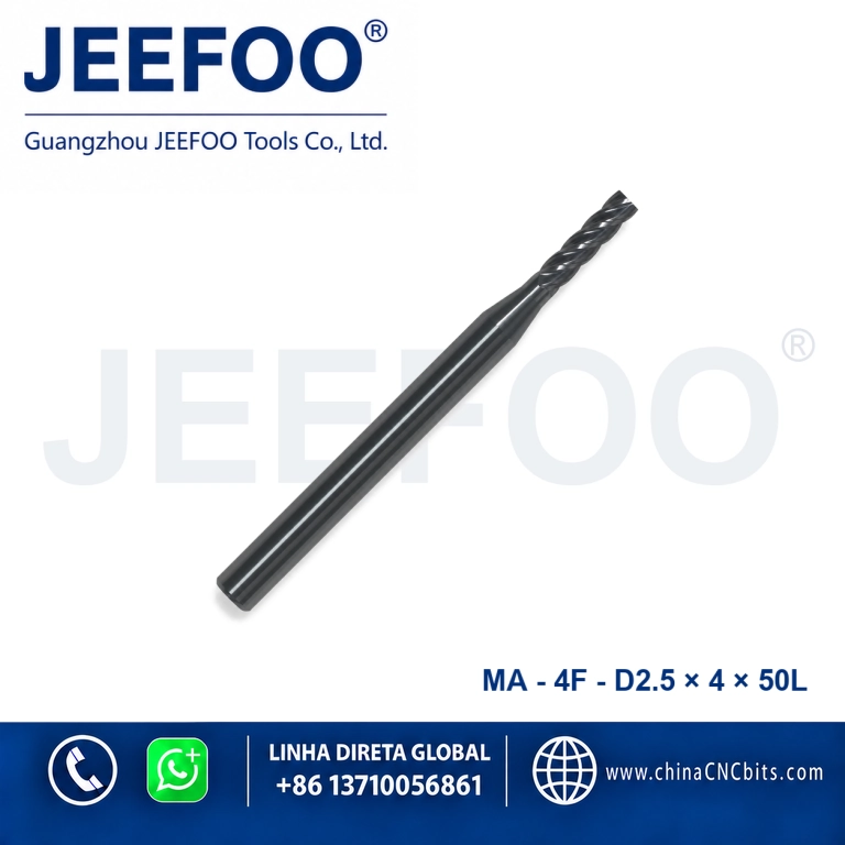 4Fx2.5x4x50L Fresa de topo quadrada em metal duro para maquinagem CNC de metais