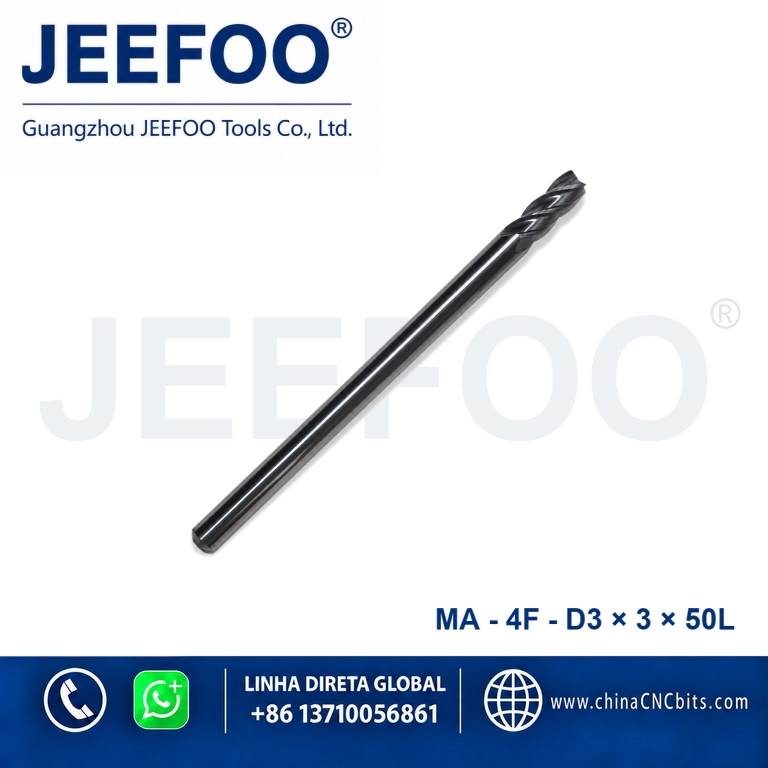 4Fx3x3x50L Fresa de Topo Quadrada em Metal Duro para Maquinação CNC de Metal
