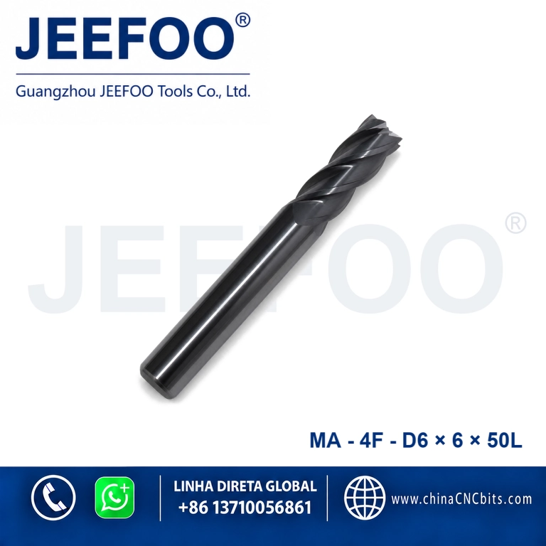 4Fx6x6x50L Fresa de Topo Quadrada em Metal Duro Integral