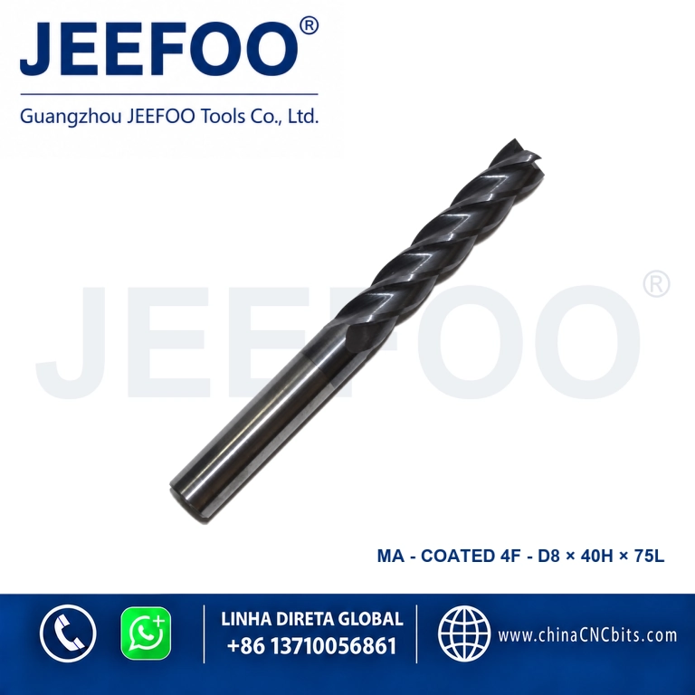 Coatedx8x40x75L Solid Carbide Square End Mill for CNC Metal Machining product image
