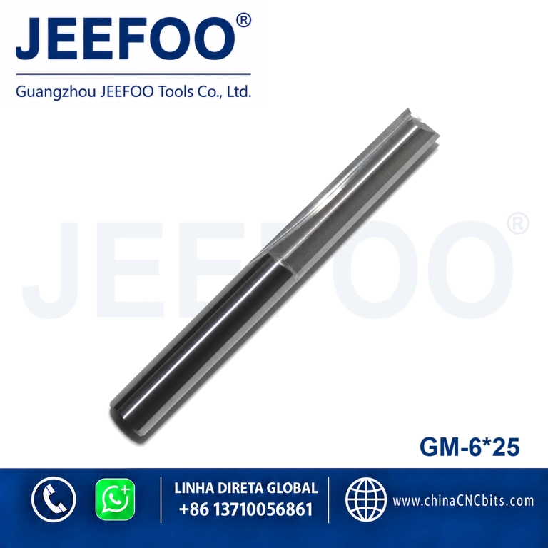 6x25 Two Straight Flute Cutting Bits, Wear Resistant Carbide Tools for Advertising Board Processing product image