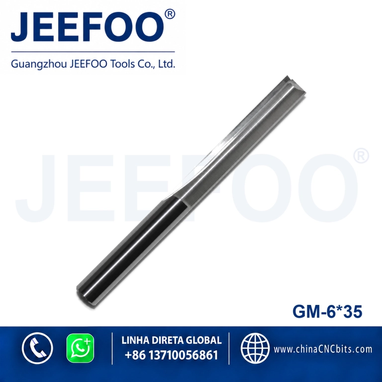 6x35 Carbide Straight Flute Double Cut Bits, Professional CNC Tools for Hollowing and Trimming product image