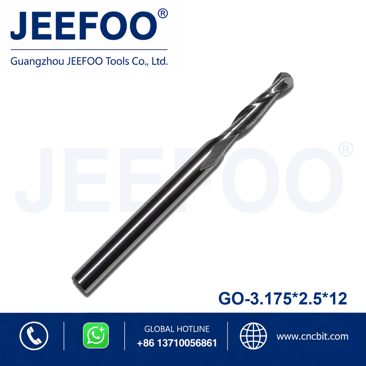3.175x2.5x12 two flute ball nose end mill