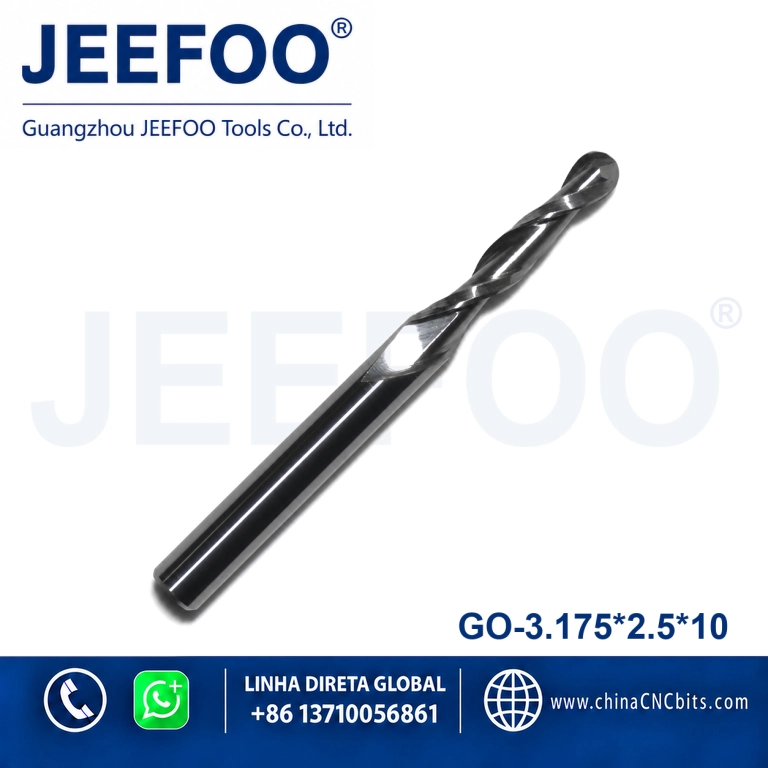 3.175x2.5x10 2-Flute Ball Nose Milling Cutter for Fine Finishing product image