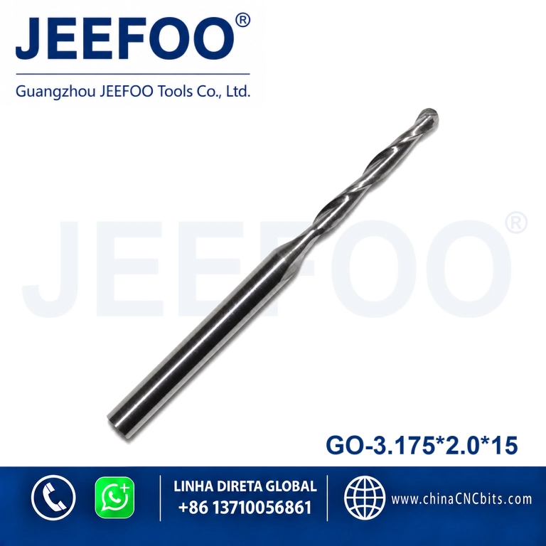 3.175x2.0x15 Two Flute Ball Nose End Mill for Smooth CNC Milling product image